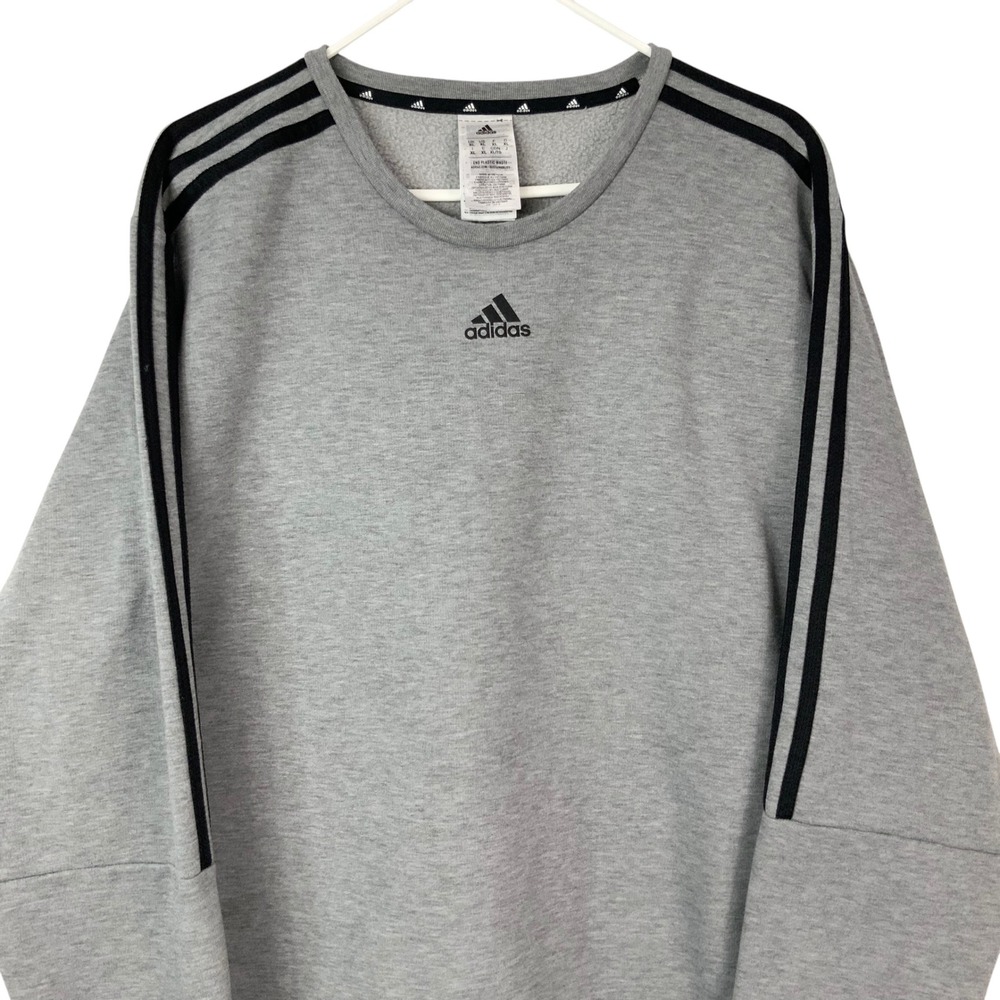 Adidas Essentials Gray Heather Sweatshirt XL Pullover Crew Neck Long Sleeve - Picture 2 of 6